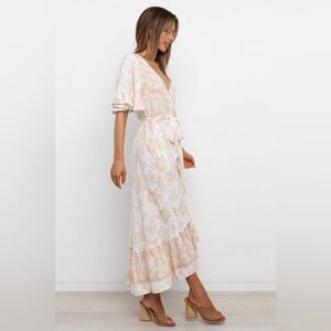 Petal & Pup Cream High-Low Wrap Sundress